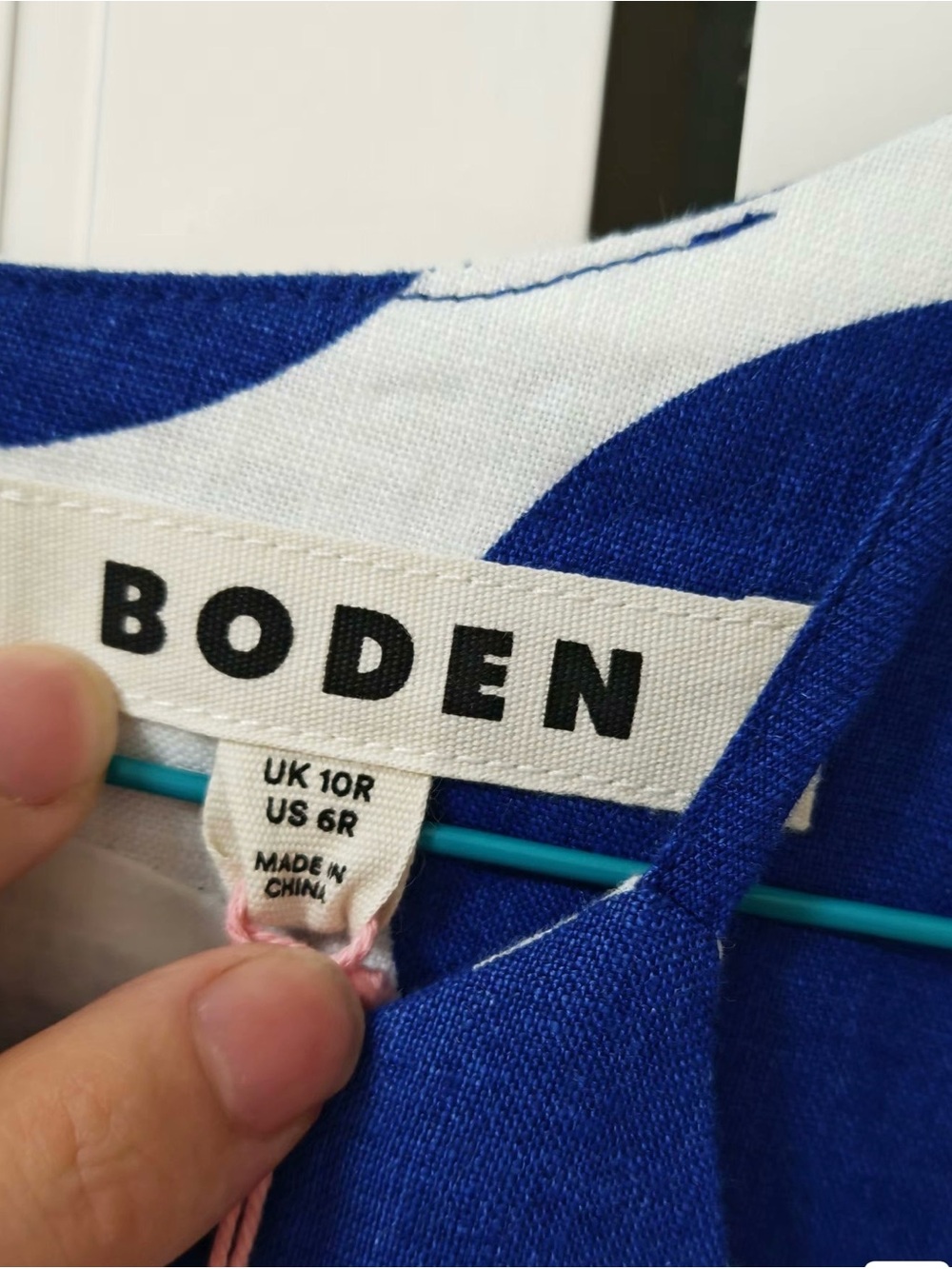 Boden Blue and White Polka Dot Halter Maxi Dress linen dress - Picture 4 of 4